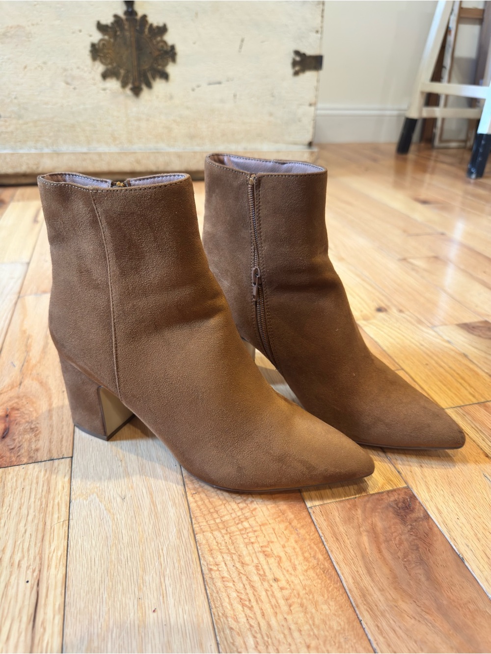 ASOS New Look Faux-Suede Block Heel Boots – Pointed-Toe Classic ( EU 41)